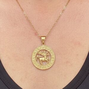 NWT Gold Zodiac Sagittarius Pendant Necklace 16 inch